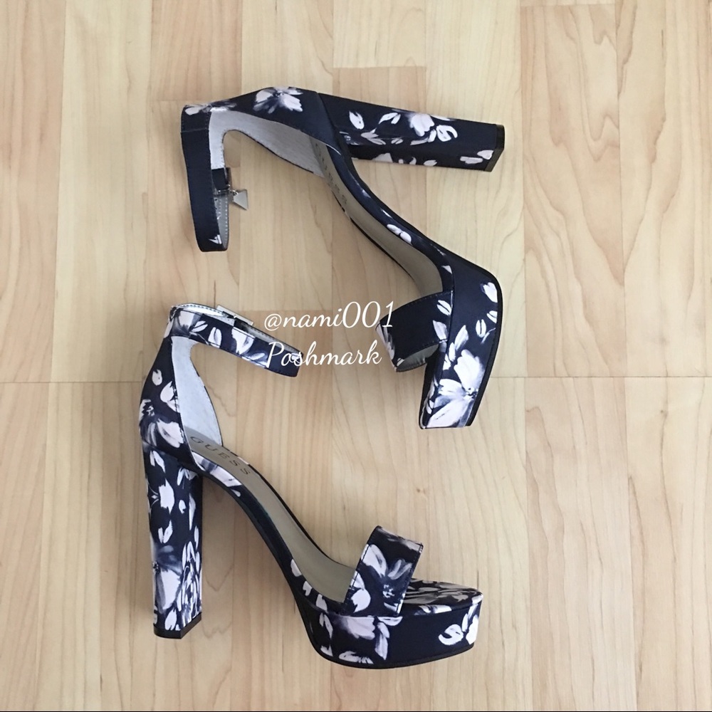 Guess Milla Floral Chunky Platform Ankle Strap - Picture 2 of 6